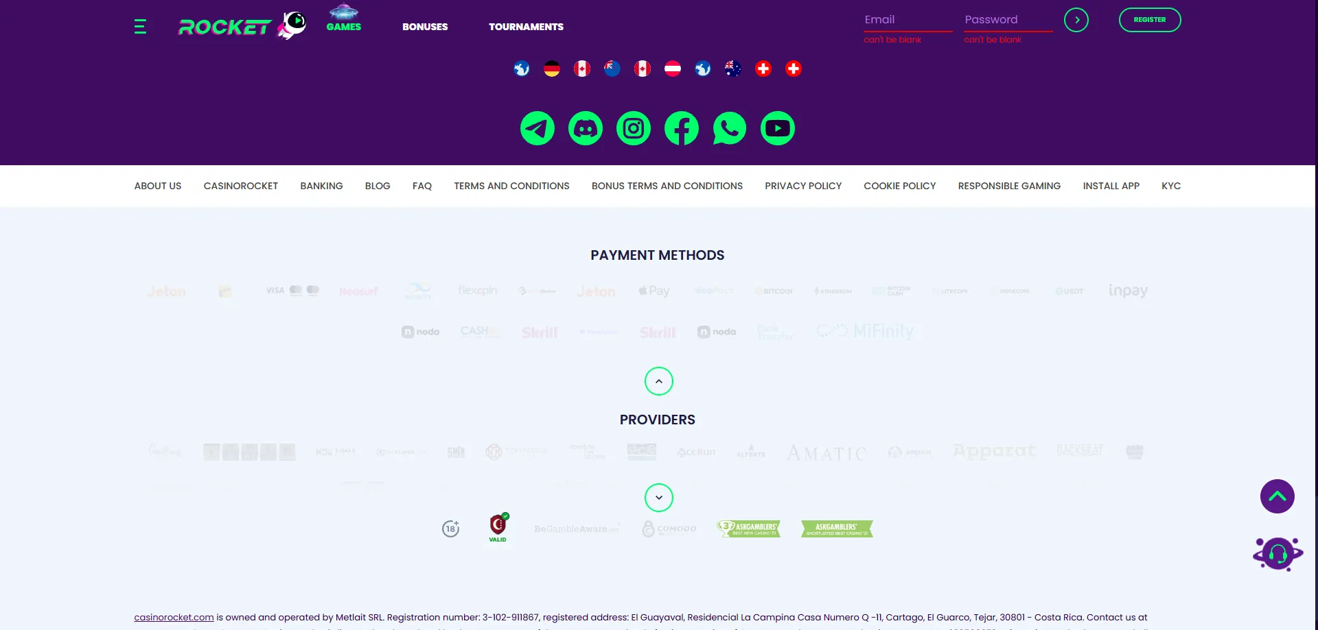 Casino Rocket payment methods — fast deposits and withdrawals in AUD
